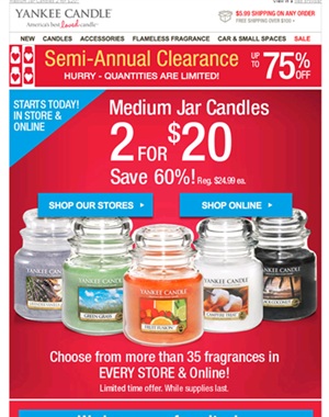 Just added: 2 for $20 med. candles. Our ...